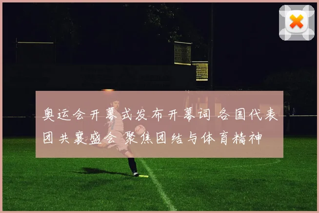 奥运会开幕式发布开幕词 各国代表团共襄盛会 聚焦团结与体育精神